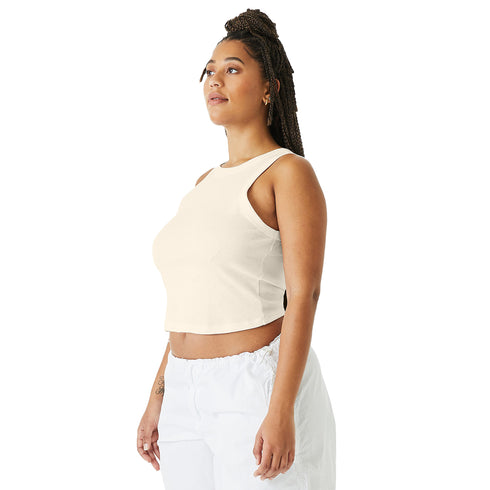 Women's Micro Rib Racer Tank Solid Natural Blend side Model